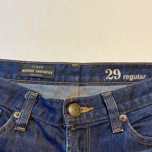 NWOT J Crew Women's Size‎ 29R Midrise Toothpick Medium Wash Jeans - Picture 7 of 7